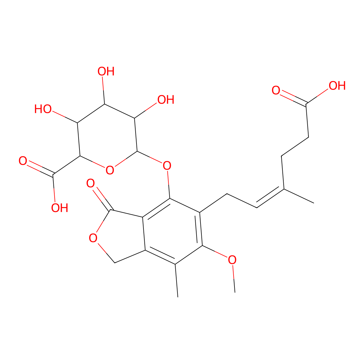 Mycophenolic acid glucuronide molecular structure, CAS 31528-44-6