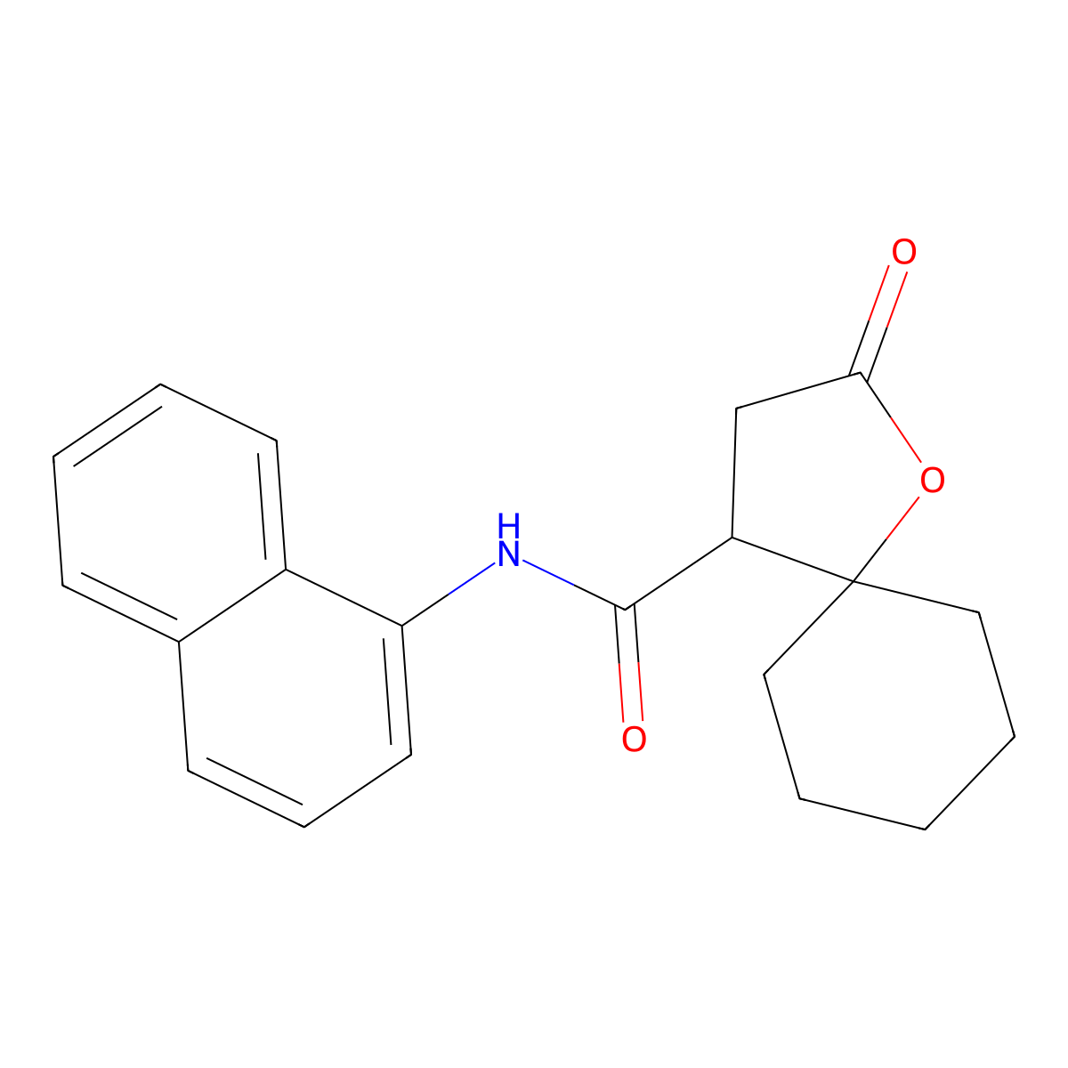 N-(1-naphthyl)-2-oxo-1-oxaspiro[4.5]decane-4-carboxamide molecular structure, CAS 31537-90-3