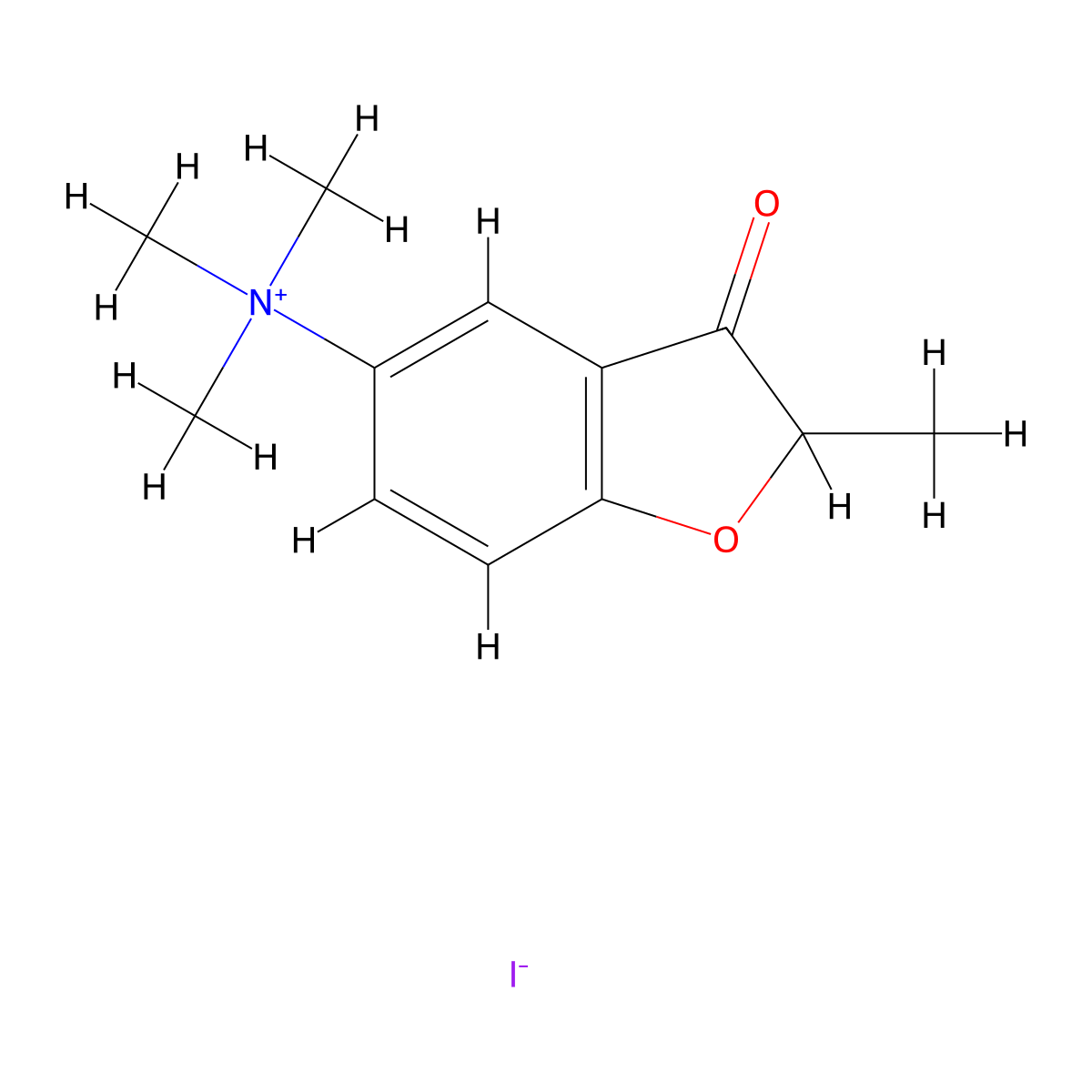 N,N,N,2-Tetramethyl-3-oxo-2,3-dihydro-1-benzofuran-5-aminium iodide molecular structure, CAS 31537-98-1