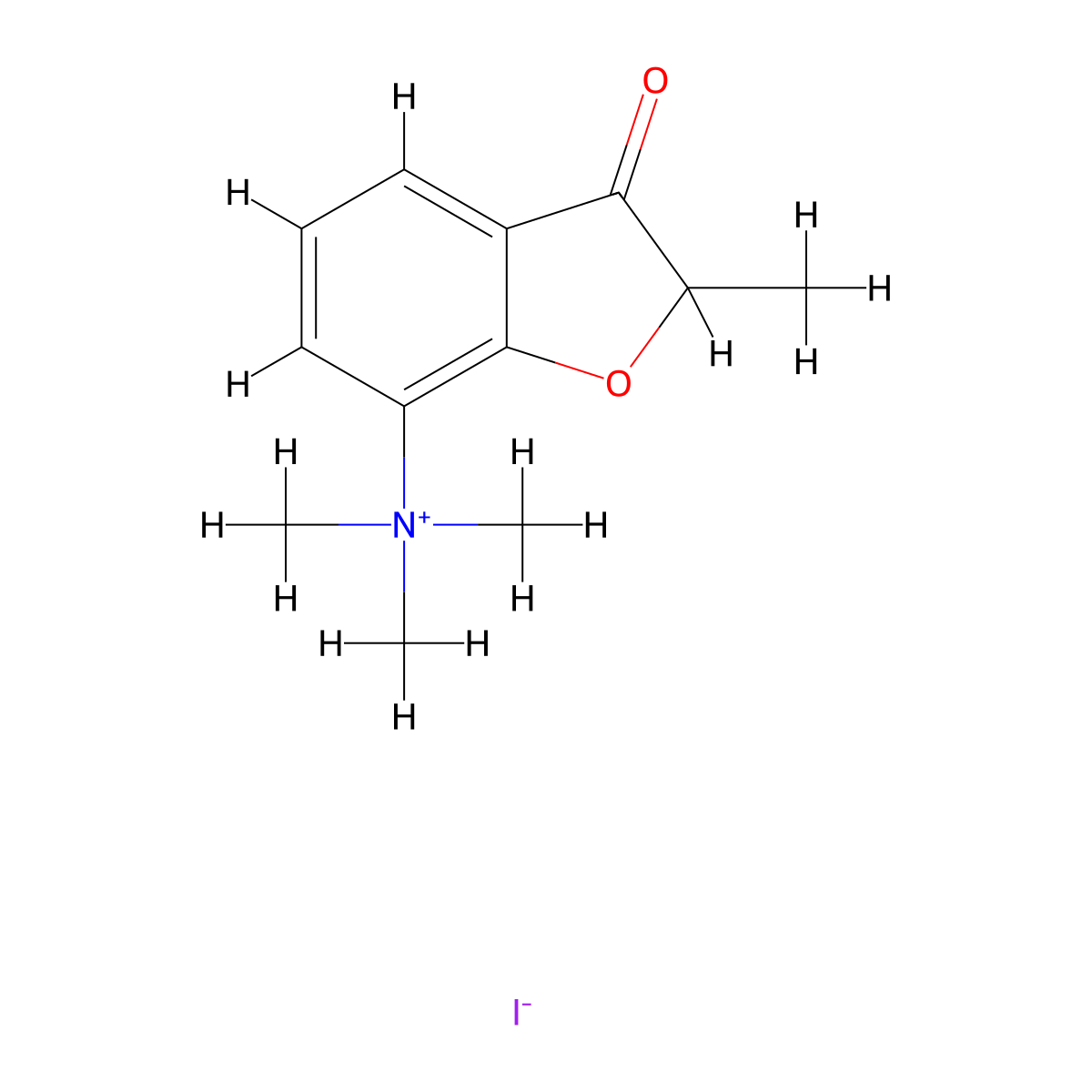 N,N,N,2-Tetramethyl-3-oxo-2,3-dihydro-1-benzofuran-7-aminium iodide molecular structure, CAS 31537-99-2