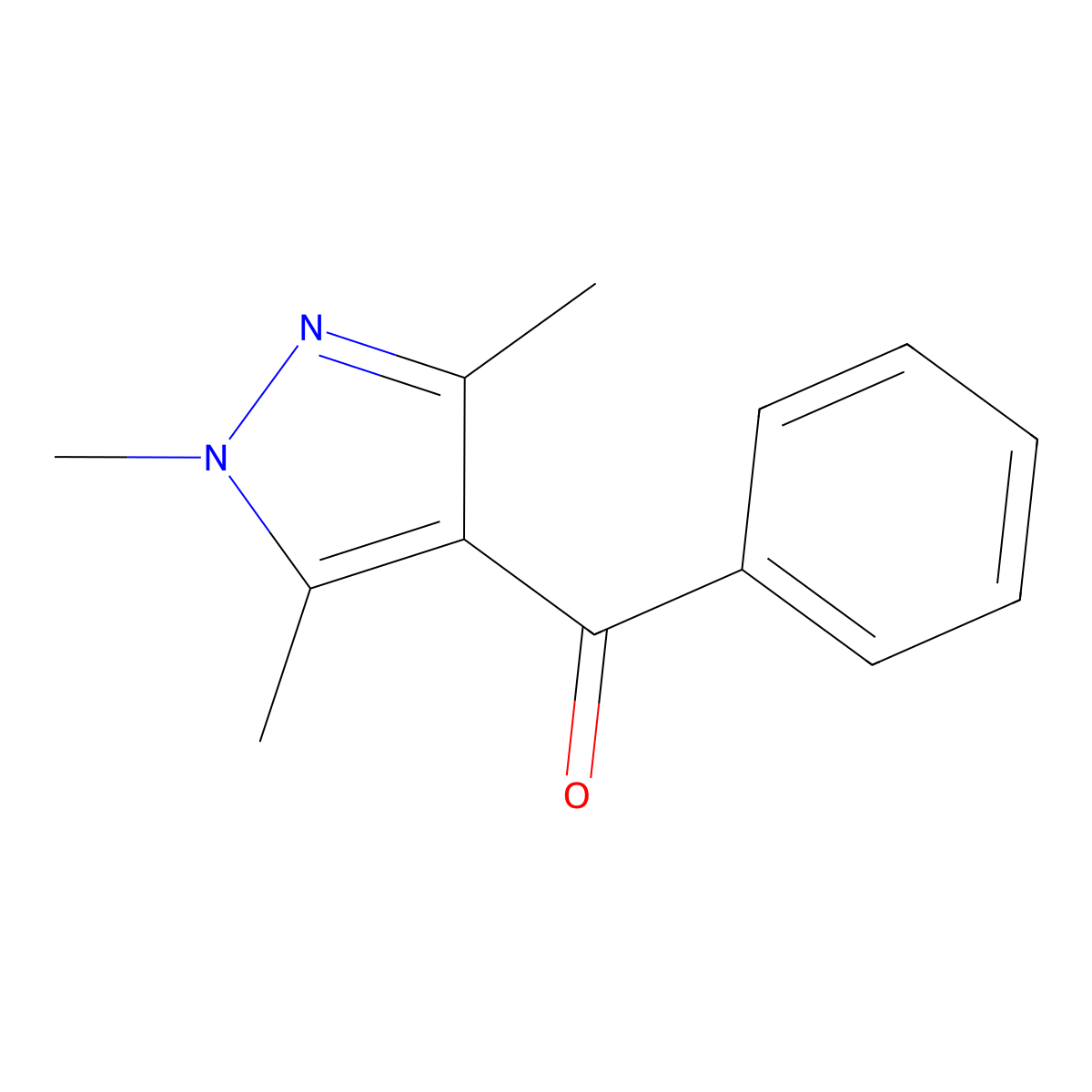 Phenyl-(1,3,5-trimethylpyrazol-4-yl)methanone molecular structure, CAS 31539-68-1