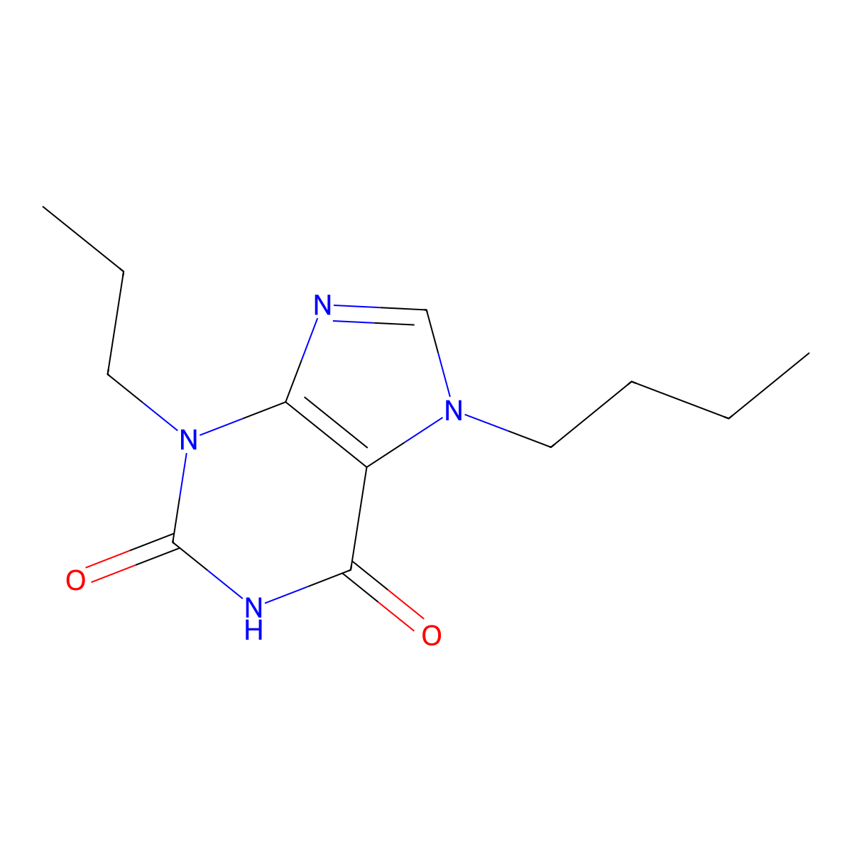 7-butyl-3-propyl-2,3,6,7-tetrahydro-1H-purine-2,6-dione molecular structure, CAS 31542-72-0