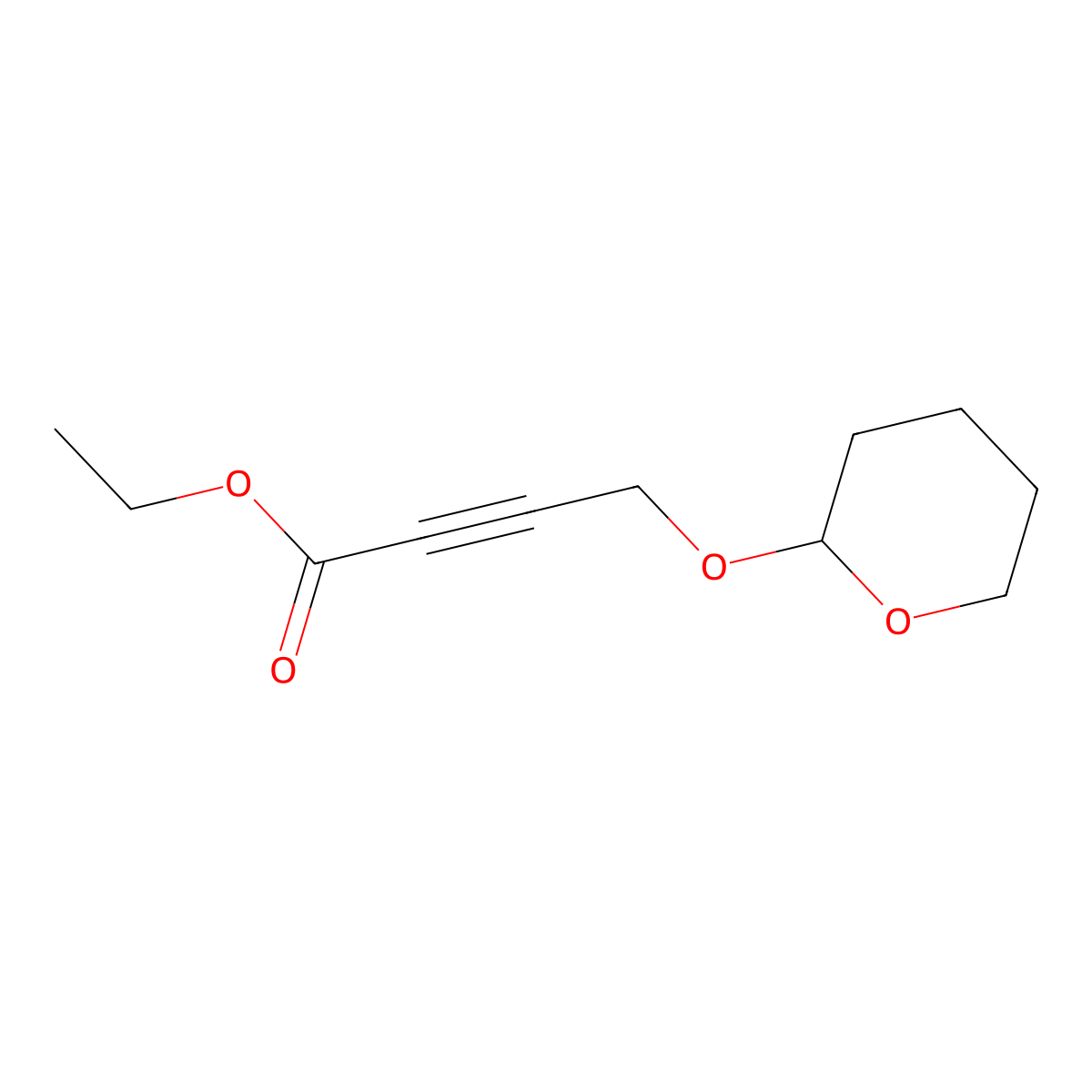 Ethyl 4-[tetrahydropyran-2-yloxy]-2-butynoate molecular structure, CAS 31555-03-0