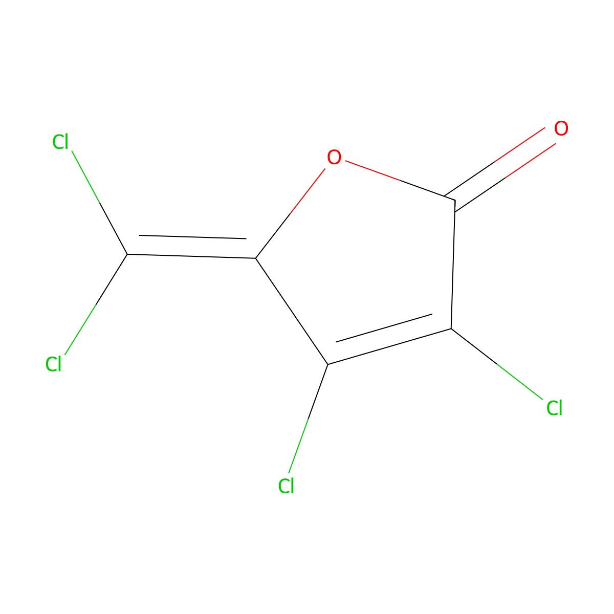2(5H)-Furanone, 3,4-dichloro-5-(dichloromethylene)- molecular structure, CAS 31555-54-1