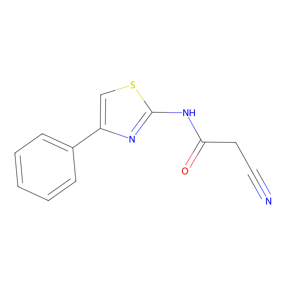 2-cyano-N-(4-phenyl-1,3-thiazol-2-yl)acetamide molecular structure, CAS 31557-89-8
