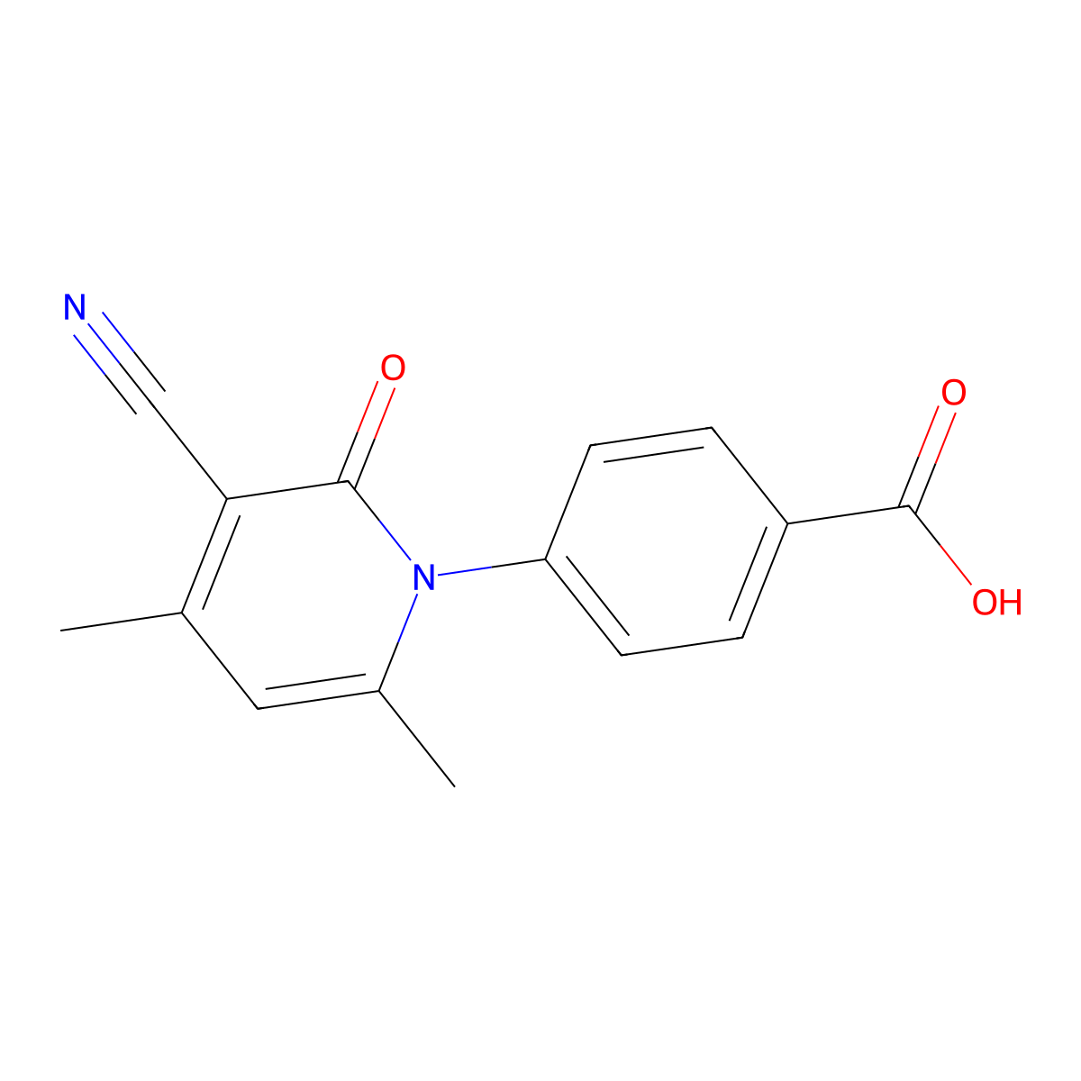 4-(3-cyano-4,6-dimethyl-2-oxopyridin-1(2H)-yl)benzoic acid molecular structure, CAS 31557-91-2