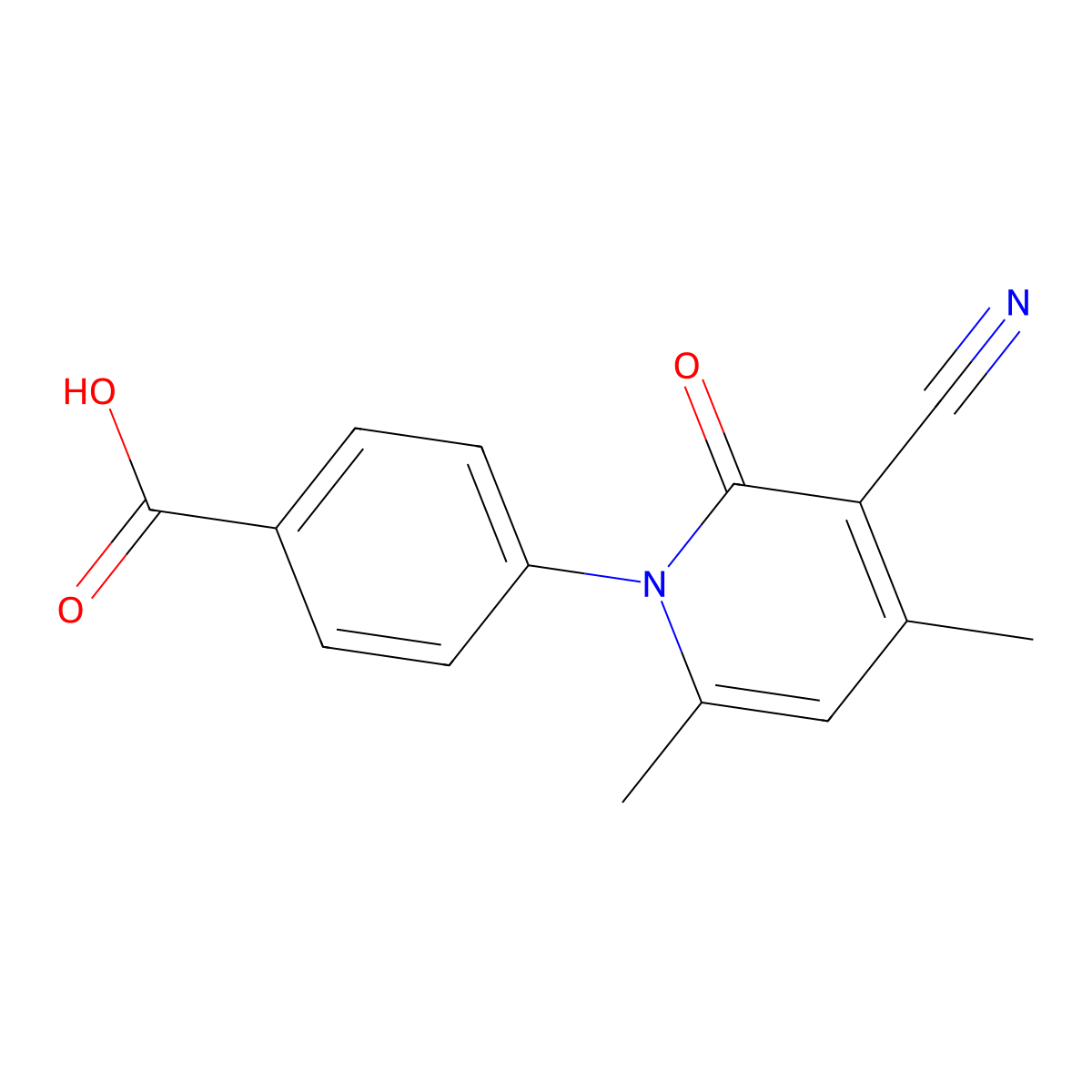 4-(3-cyano-4,6-dimethyl-2-oxopyridin-1(2H)-yl)benzoic acid molecular structure, CAS 31557-91-2