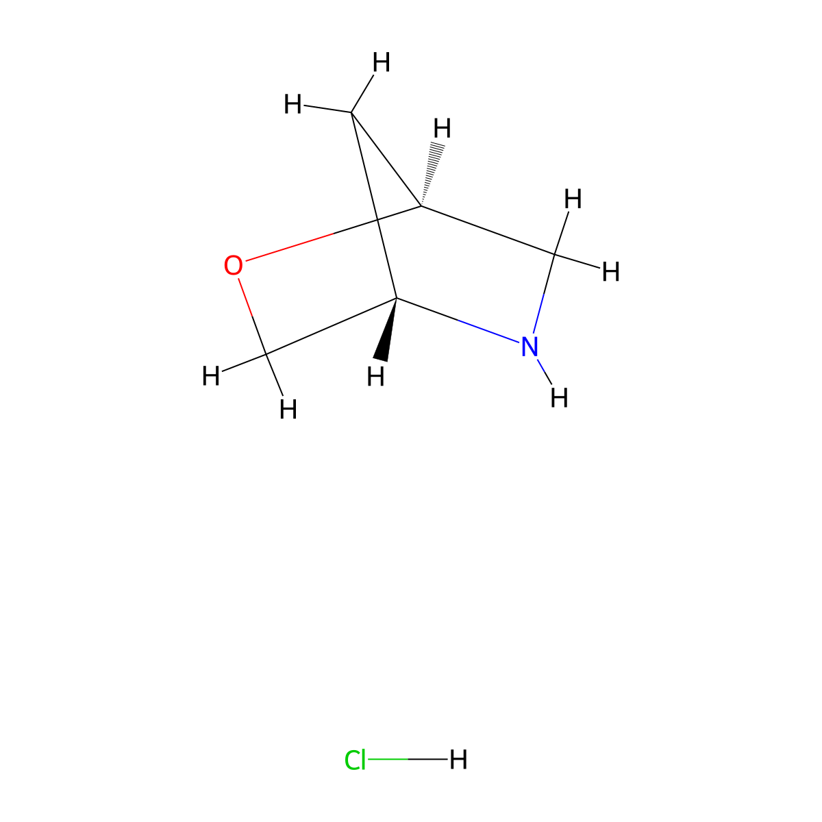 (1S,4S)-2-oxa-5-azabicyclo(2.2.1)heptane hydrochloride molecular structure, CAS 31560-06-2