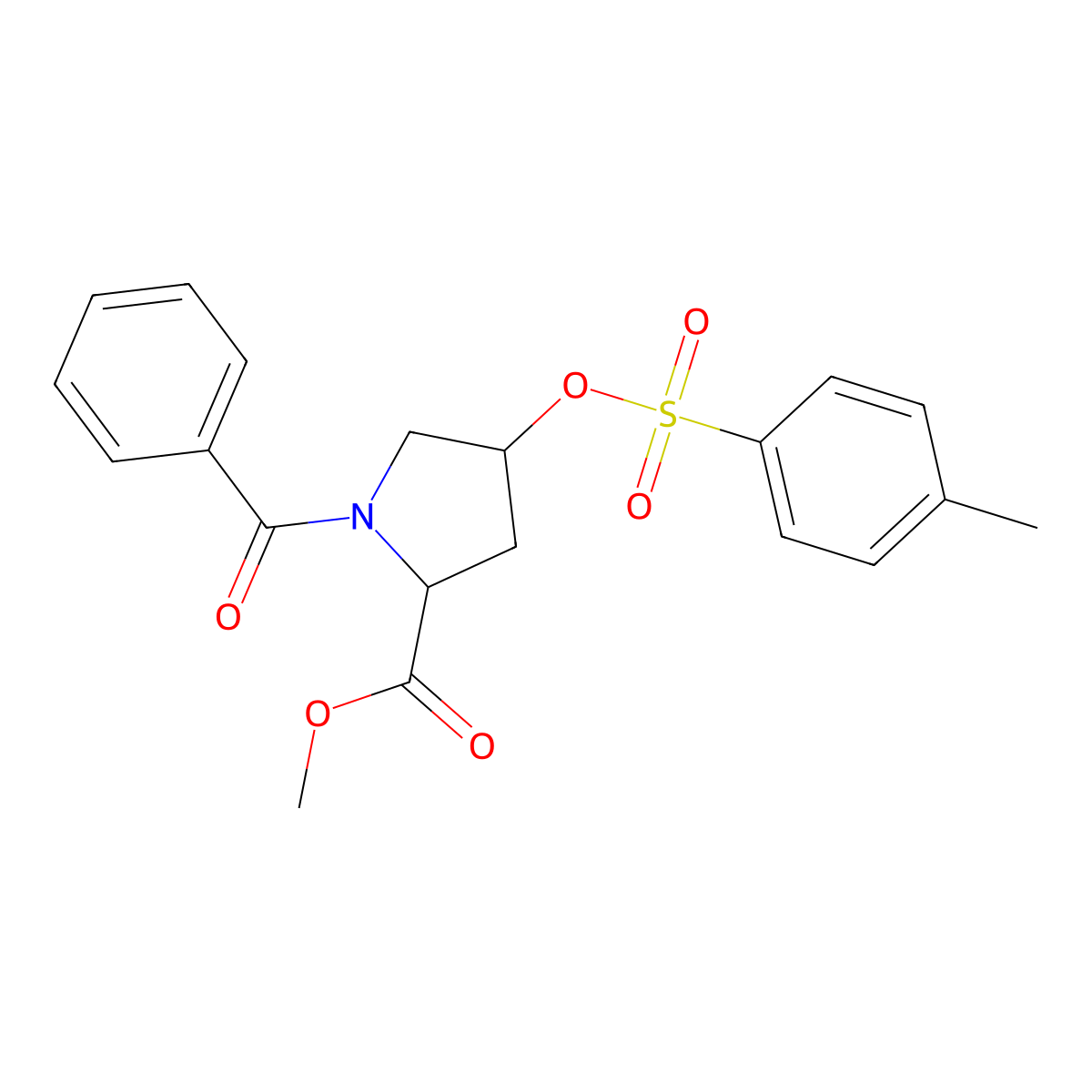 (2S,4R)-Methyl 1-benzoyl-4-(tosyloxy)pyrrolidine-2-carboxylate molecular structure, CAS 31560-21-1