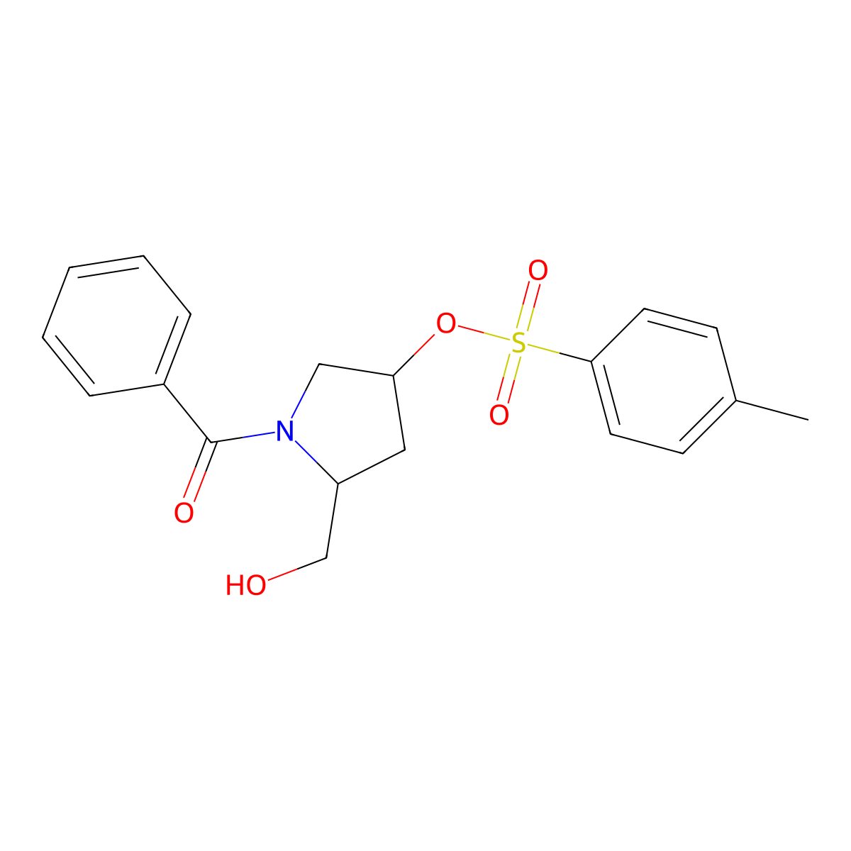 (3R,5S)-1-Benzoyl-5-(hydroxymethyl)pyrrolidin-3-yl 4-methylbenzenesulfonate molecular structure, CAS 31560-22-2