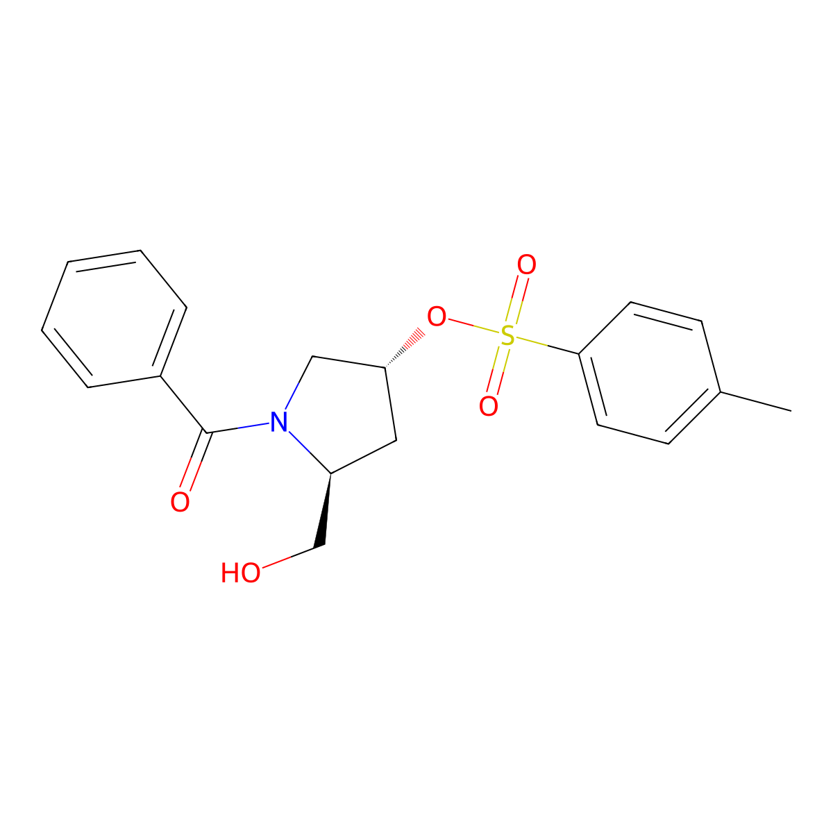 (3R,5S)-1-Benzoyl-5-(hydroxymethyl)pyrrolidin-3-yl 4-methylbenzenesulfonate molecular structure, CAS 31560-22-2