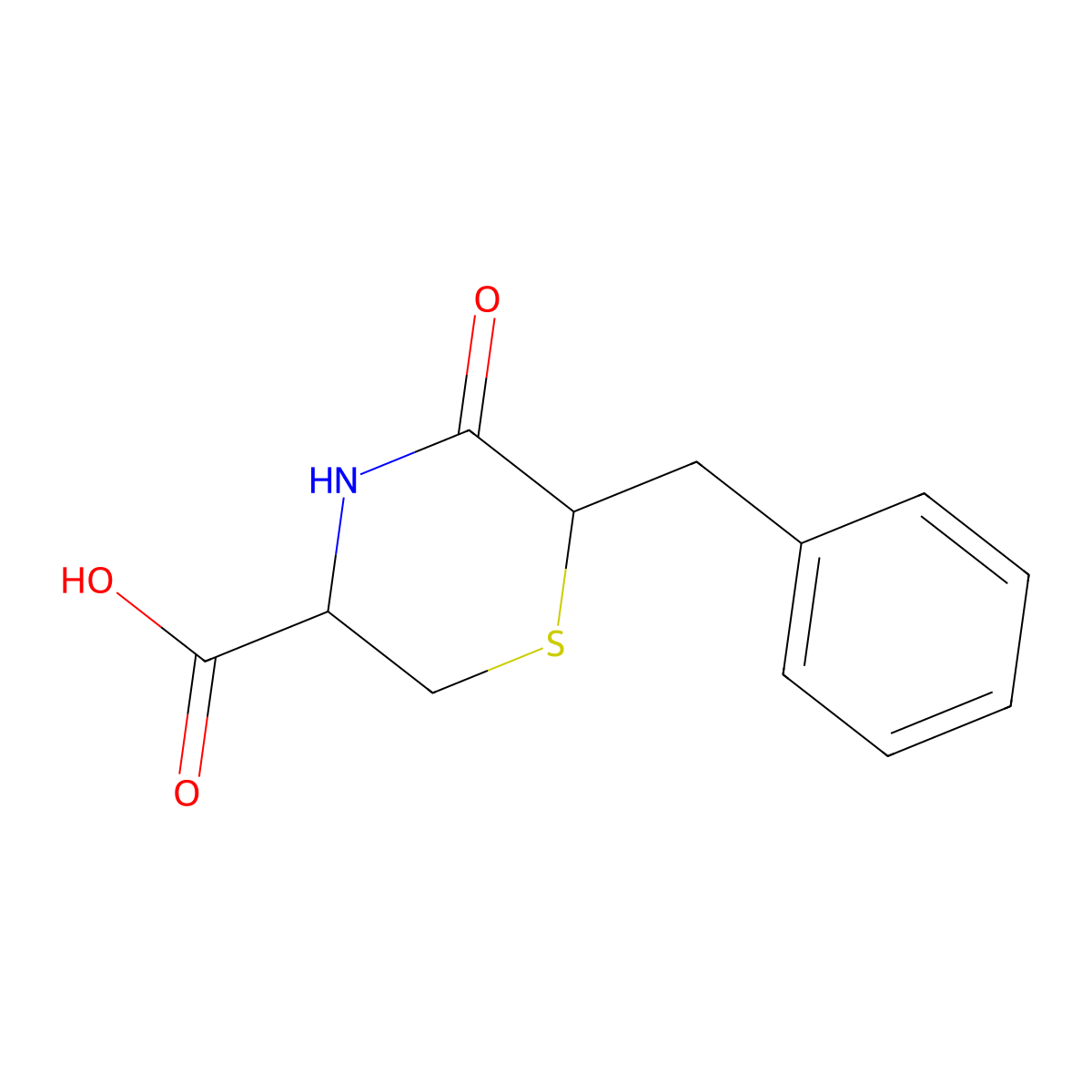 6-Benzyl-5-oxothiomorpholine-3-carboxylic acid molecular structure, CAS 31560-30-2