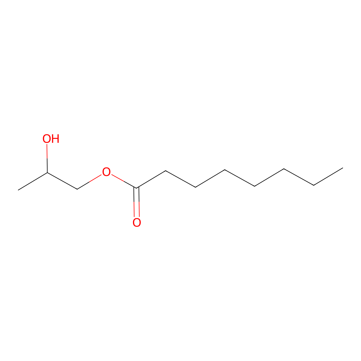 Propylene glycol 1-caprylate molecular structure, CAS 31565-12-5