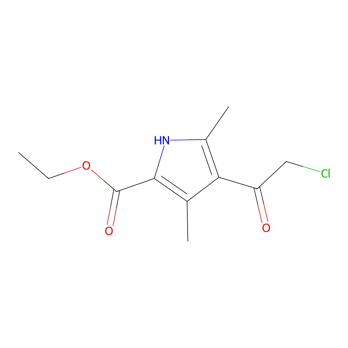 ethyl 4-(2-chloroacetyl)-3,5-dimethyl-1H-pyrrole-2-carboxylate molecular structure, CAS 315663-65-1
