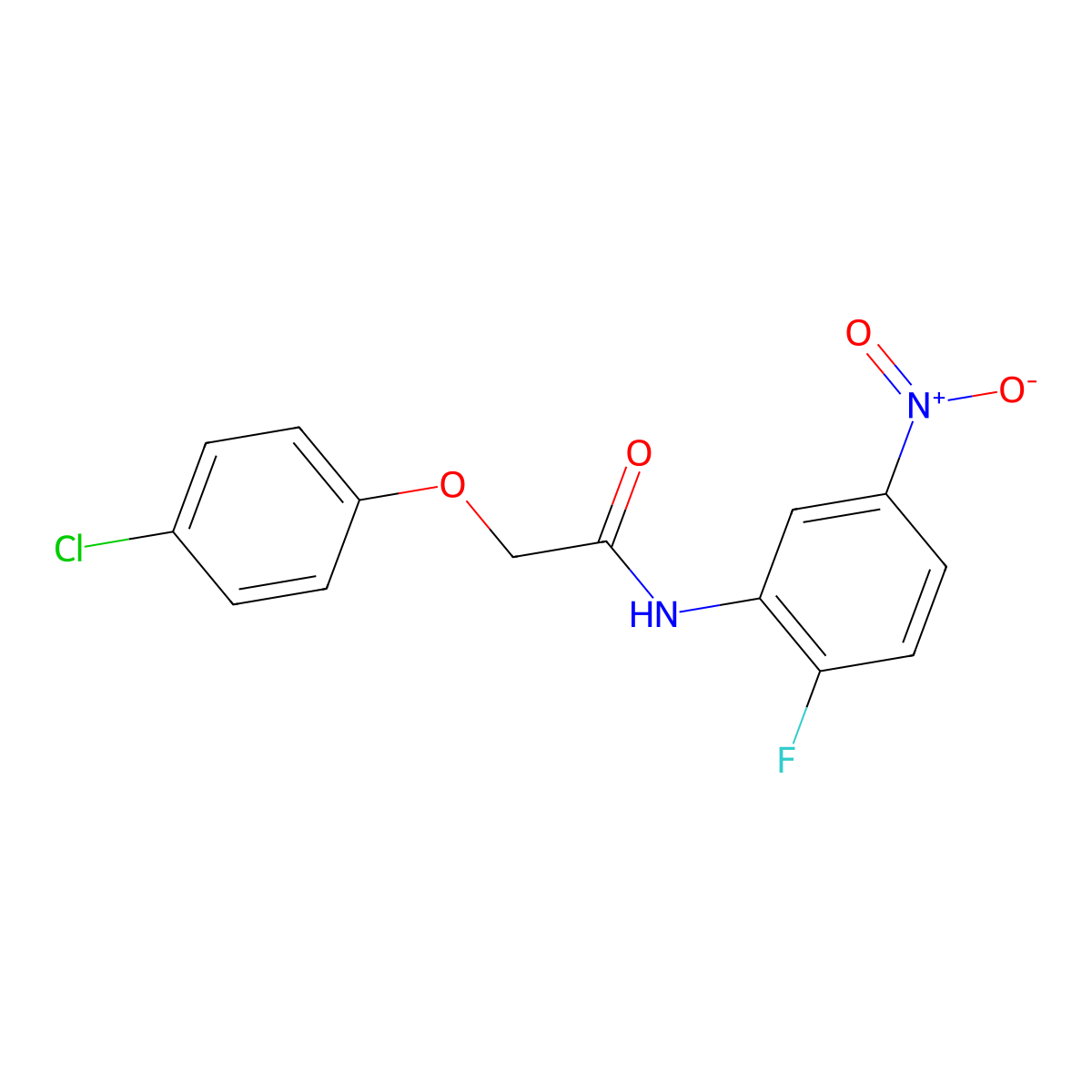 2-(4-chlorophenoxy)-N-(2-fluoro-5-nitrophenyl)acetamide molecular structure, CAS 315669-97-7