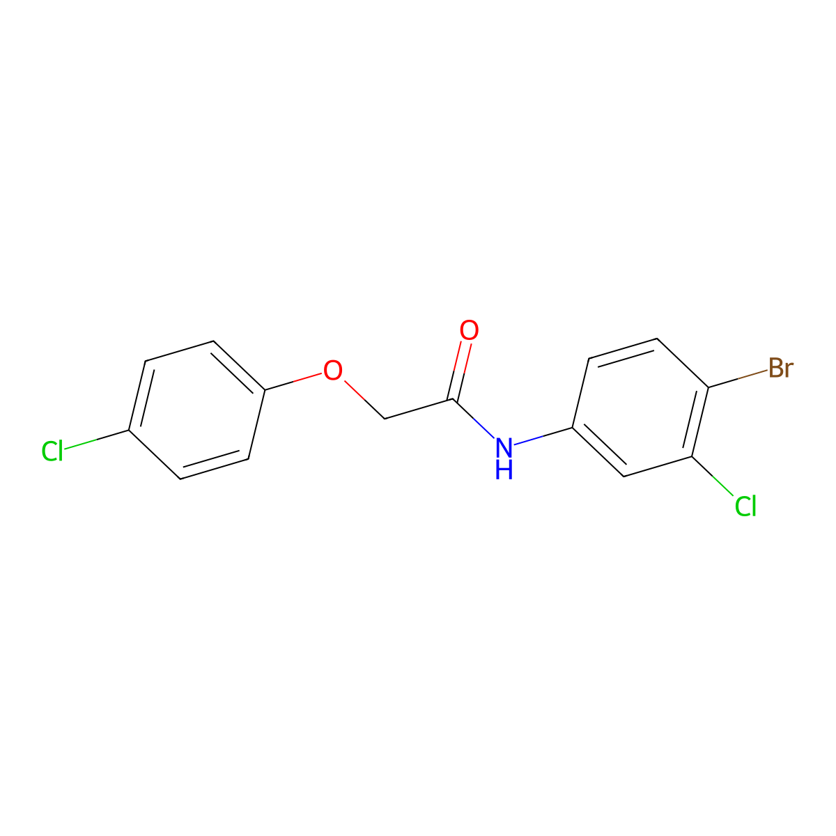 N-(4-bromo-3-chlorophenyl)-2-(4-chlorophenoxy)acetamide molecular structure, CAS 315670-09-8