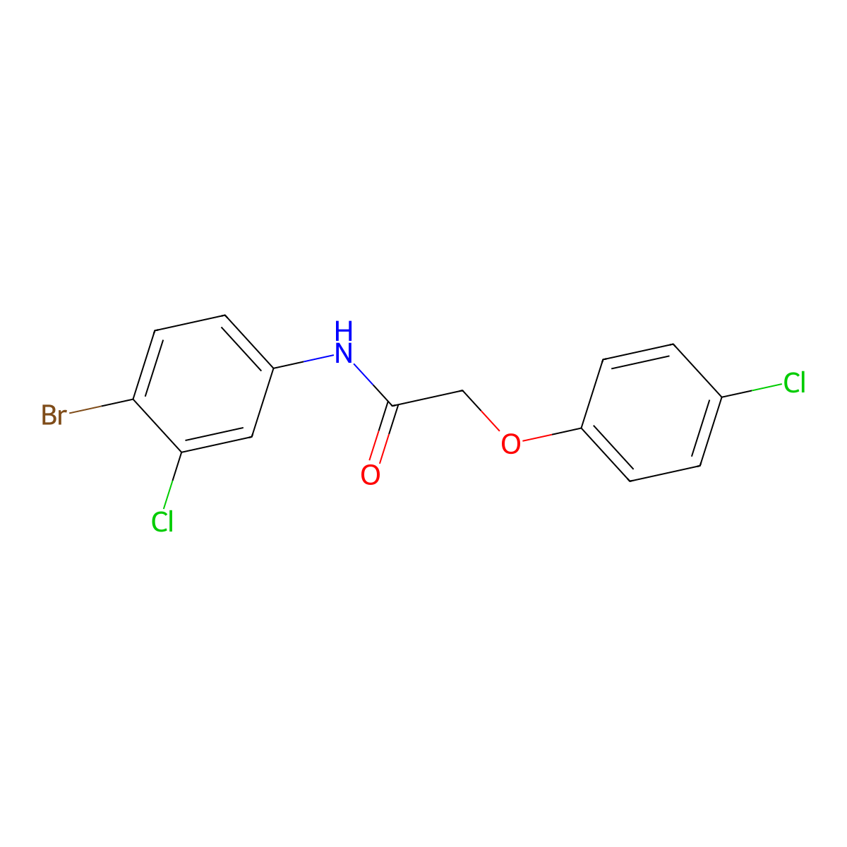 N-(4-bromo-3-chlorophenyl)-2-(4-chlorophenoxy)acetamide molecular structure, CAS 315670-09-8