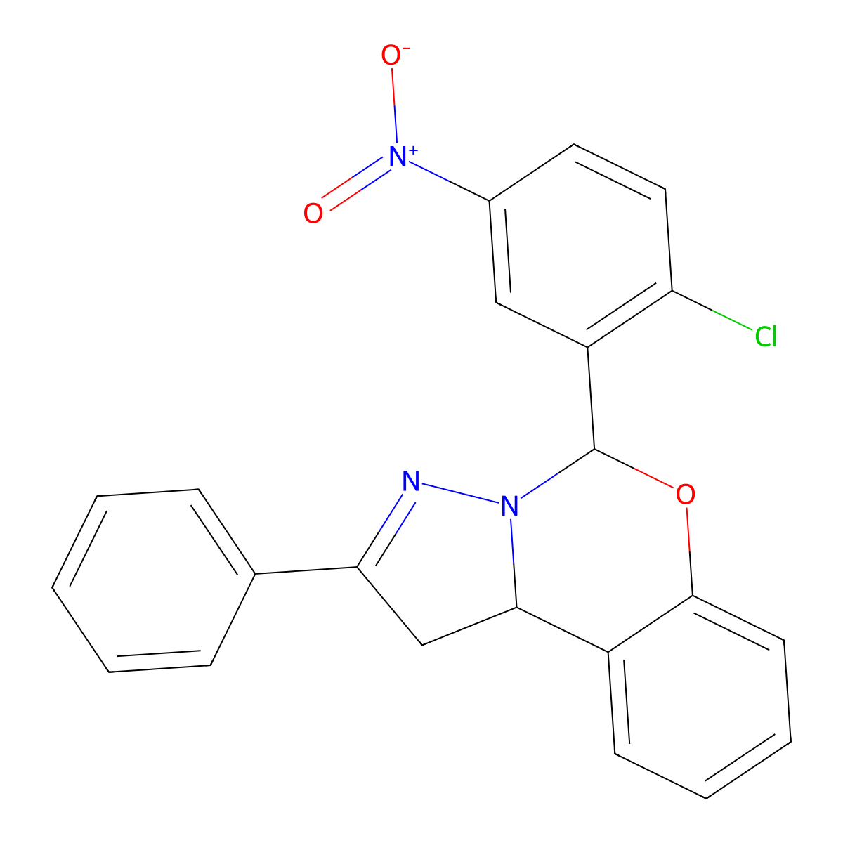 5-(2-Chloro-5-nitrophenyl)-2-phenyl-1,10b-dihydropyrazolo[1,5-c][1,3]benzoxazine molecular structure, CAS 315670-13-4