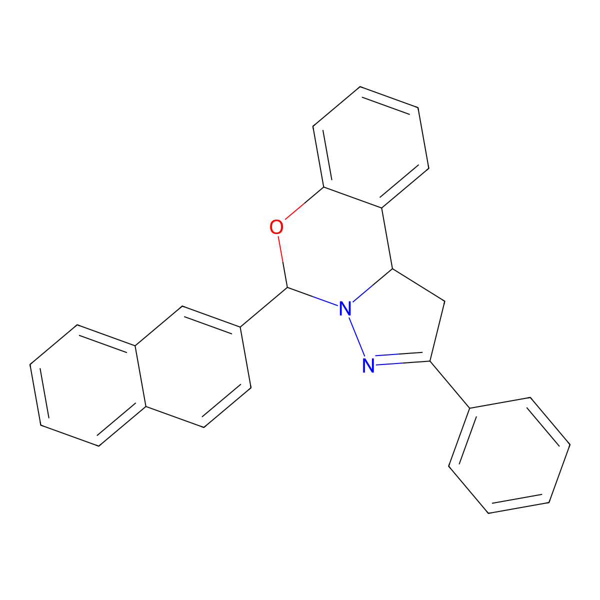 5-(2-Naphthyl)-2-phenyl-1,10b-dihydropyrazolo[1,5-c][1,3]benzoxazine molecular structure, CAS 315670-14-5