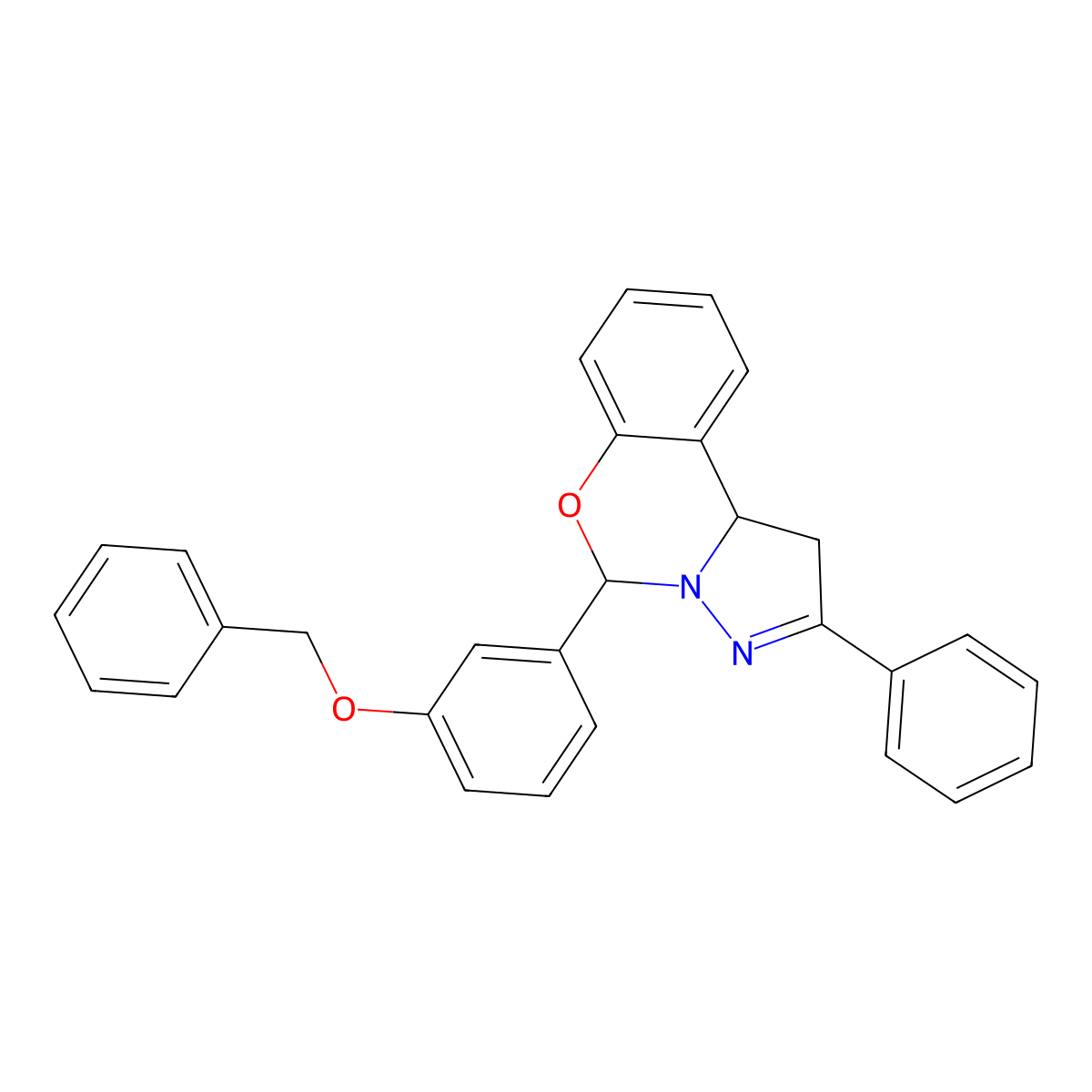 5-[3-(Benzyloxy)phenyl]-2-phenyl-1,10b-dihydropyrazolo[1,5-c][1,3]benzoxazine molecular structure, CAS 315670-15-6