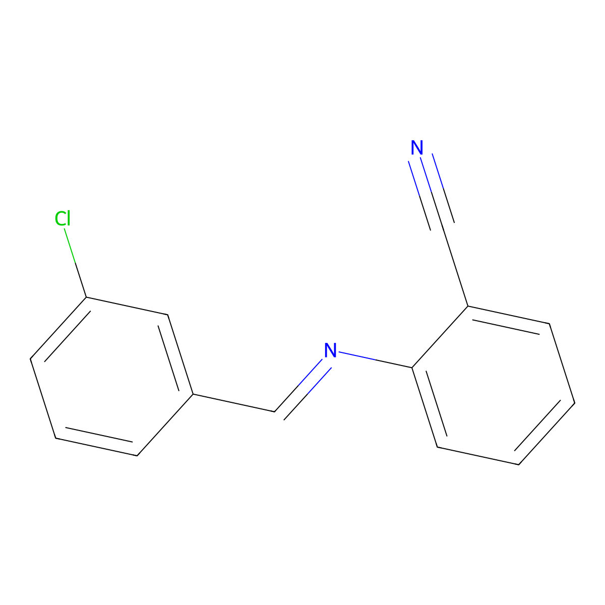2-[(3-Chlorobenzylidene)amino]benzonitrile molecular structure, CAS 315670-35-0