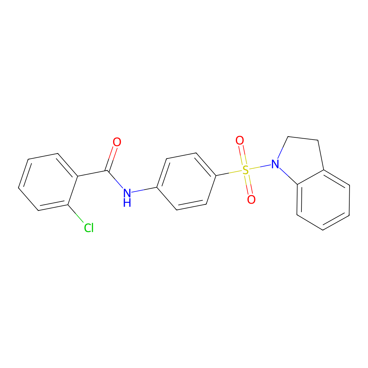 2-chloro-N-[4-(2,3-dihydro-1H-indol-1-ylsulfonyl)phenyl]benzamide molecular structure, CAS 315670-96-3