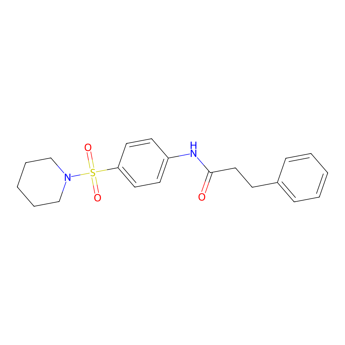 3-phenyl-N-(4-(piperidin-1-ylsulfonyl)phenyl)propanamide molecular structure, CAS 315671-06-8