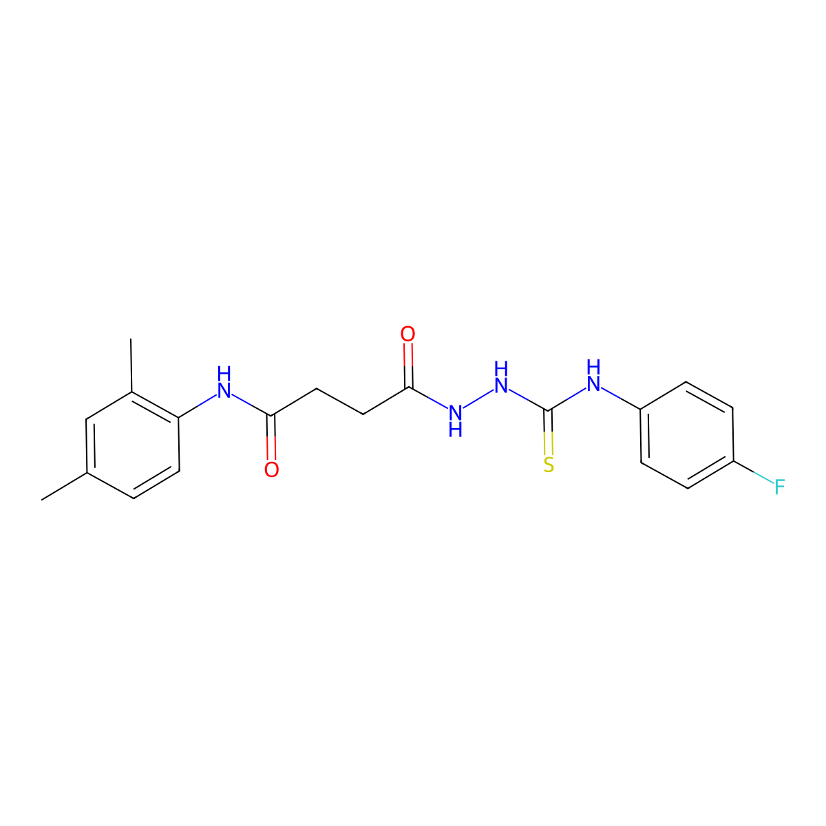 N-(2,4-dimethylphenyl)-4-[2-[(4-fluorophenyl)carbamothioyl]hydrazinyl]-4-oxobutanamide molecular structure, CAS 315671-25-1
