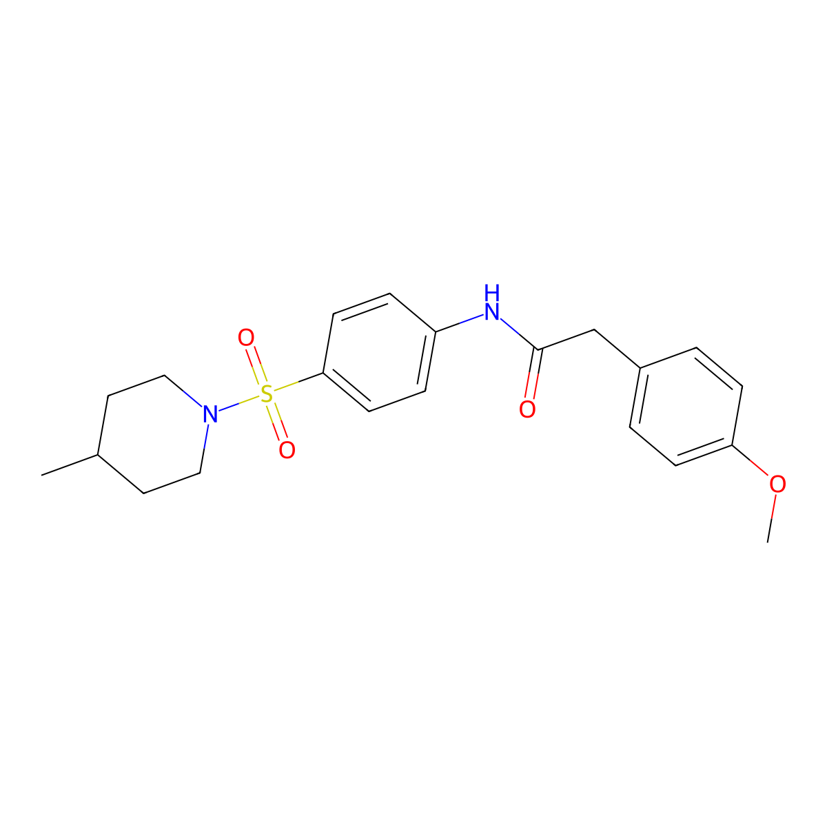 2-(4-methoxyphenyl)-N-{4-[(4-methylpiperidin-1-yl)sulfonyl]phenyl}acetamide molecular structure, CAS 315671-26-2