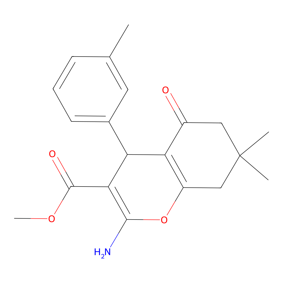 methyl 2-amino-7,7-dimethyl-4-(3-methylphenyl)-5-oxo-5,6,7,8-tetrahydro-4H-chromene-3-carboxylate molecular structure, CAS 315671-34-2