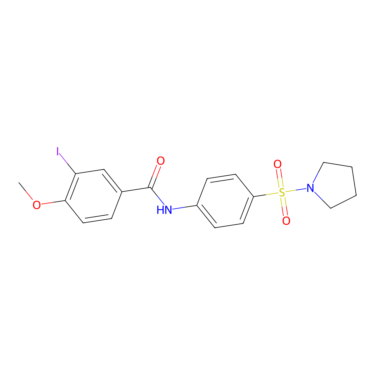 3-iodo-4-methoxy-N-[4-(1-pyrrolidinylsulfonyl)phenyl]benzamide molecular structure, CAS 315671-35-3