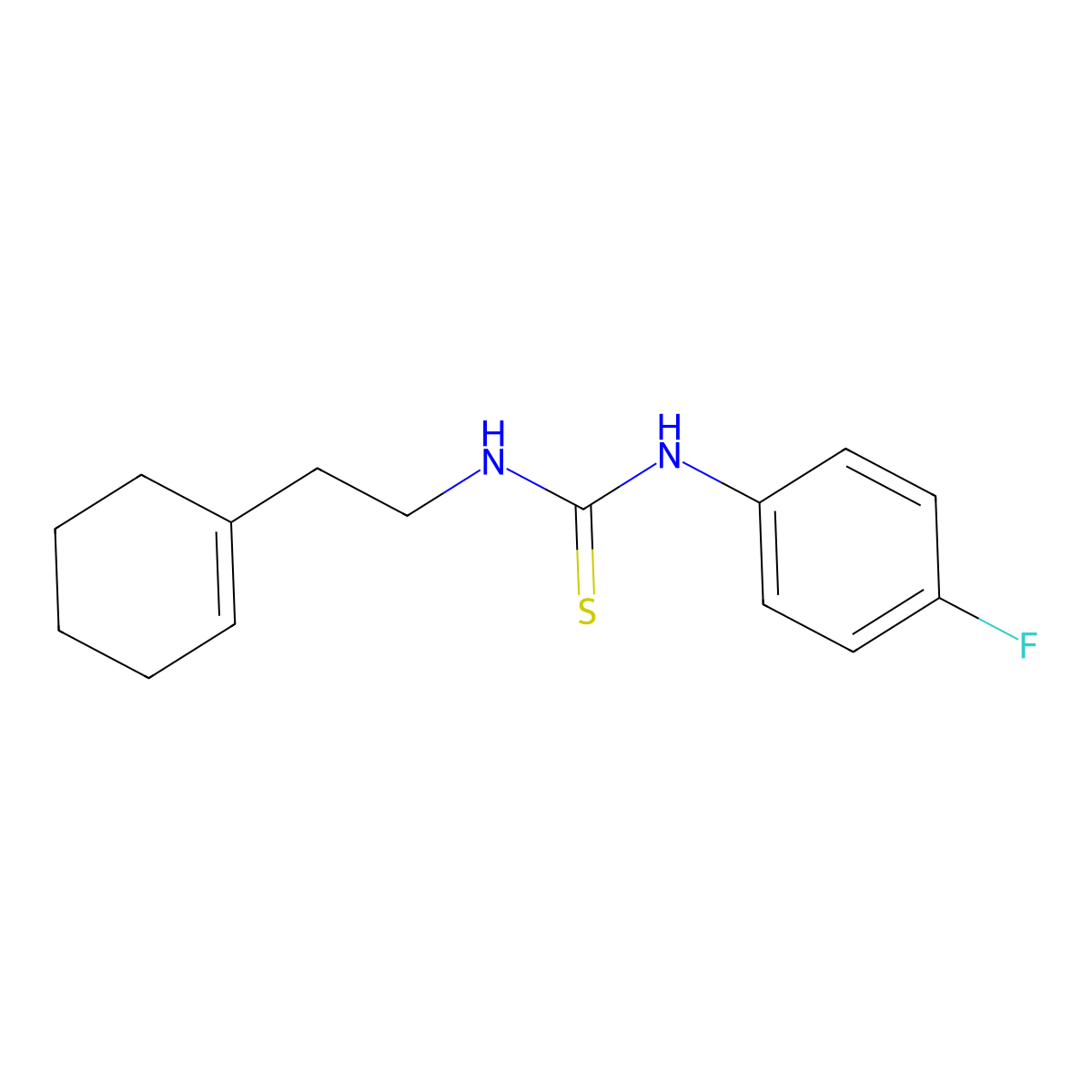 1-[2-(Cyclohexen-1-yl)ethyl]-3-(4-fluorophenyl)thiourea molecular structure, CAS 315671-38-6