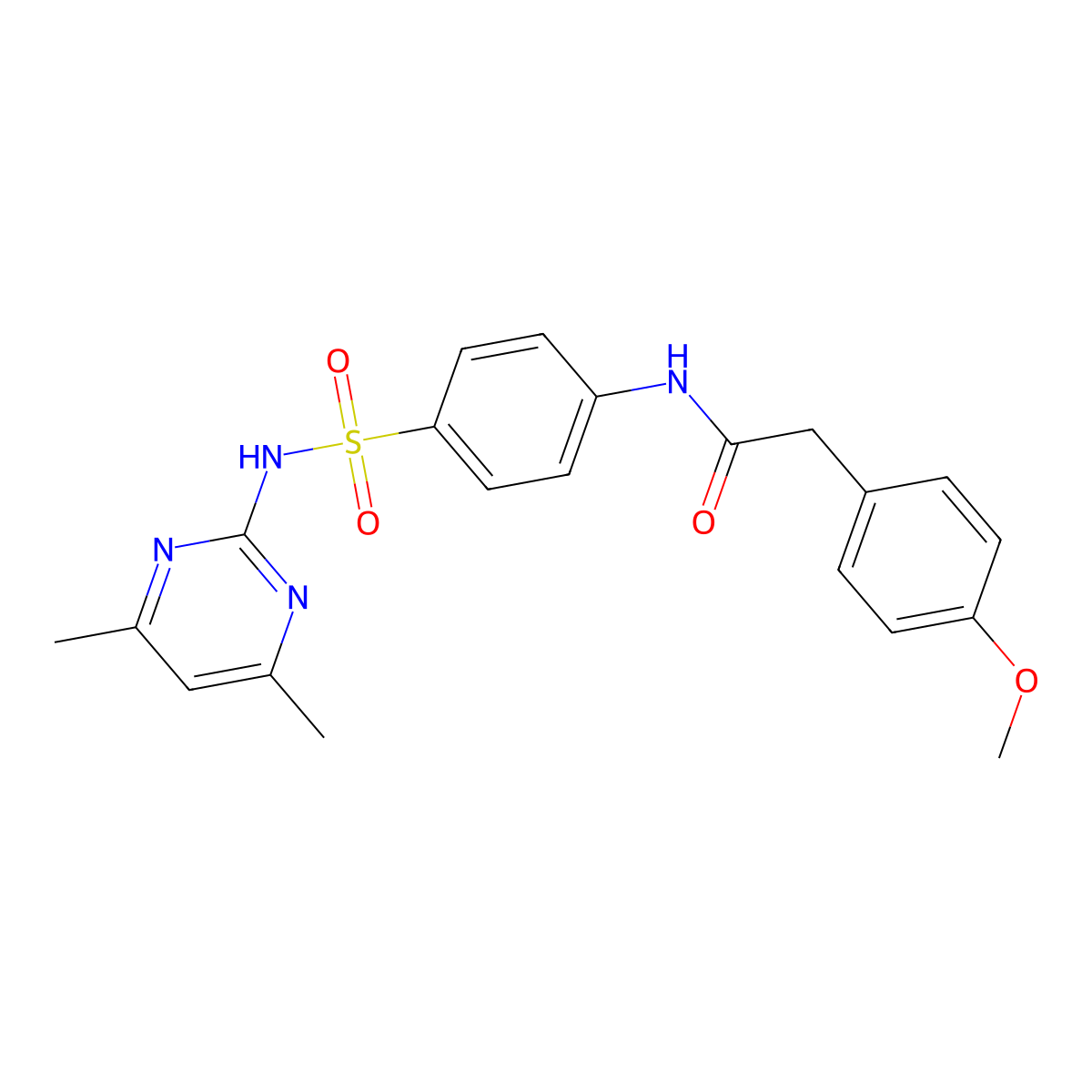 N-(4-{[(4,6-dimethyl-2-pyrimidinyl)amino]sulfonyl}phenyl)-2-(4-methoxyphenyl)acetamide molecular structure, CAS 315671-60-4