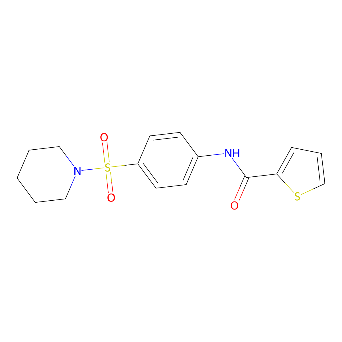 N-(4-piperidin-1-ylsulfonylphenyl)thiophene-2-carboxamide molecular structure, CAS 315671-61-5