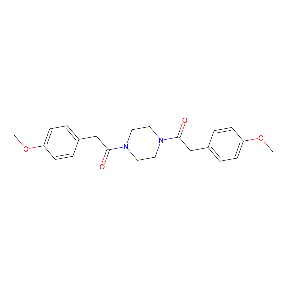 1,4-Bis[(4-methoxyphenyl)acetyl]piperazine molecular structure, CAS 315671-65-9