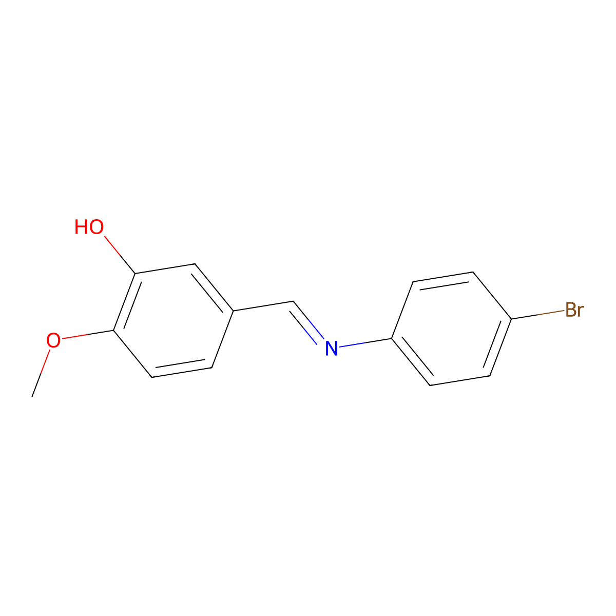 5-{[(4-Bromophenyl)imino]methyl}-2-methoxyphenol molecular structure, CAS 315671-86-4