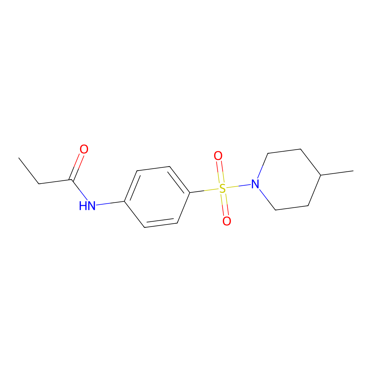 N-{4-[(4-methyl-1-piperidinyl)sulfonyl]phenyl}propanamide molecular structure, CAS 315672-45-8