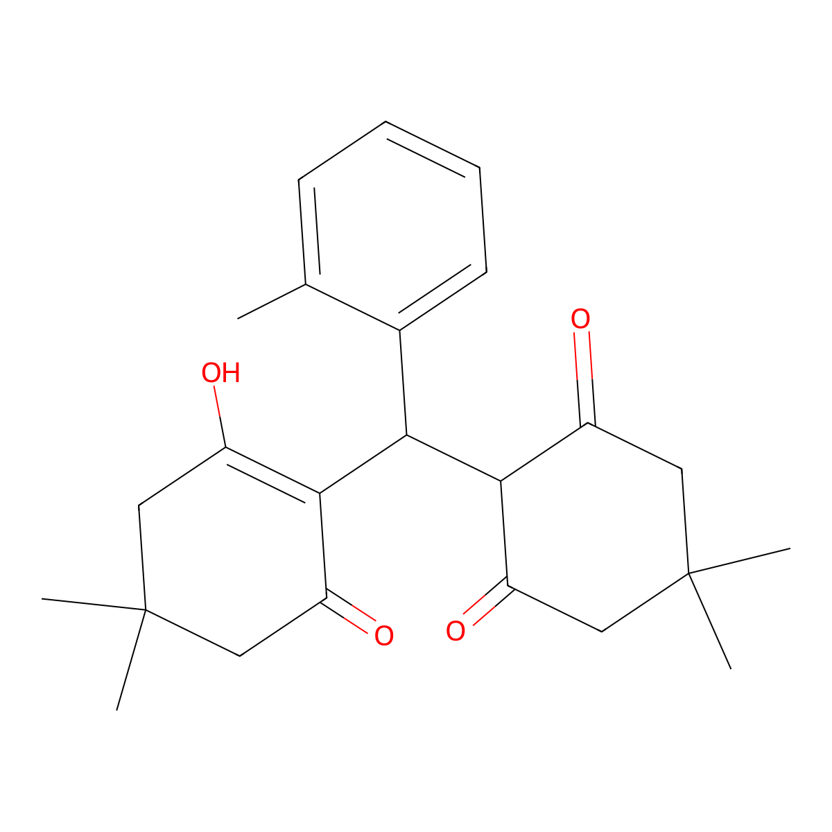 2-[(2-Hydroxy-4,4-dimethyl-6-oxo-1-cyclohexen-1-yl)(2-methylphenyl)methyl]-5,5-dimethyl-1,3-cyclohexanedione molecular structure, CAS 315672-61-8