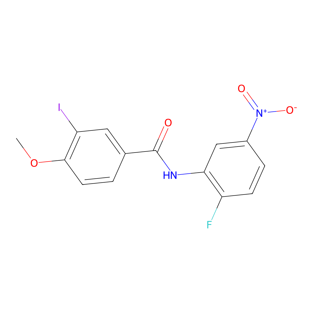N-(2-fluoro-5-nitrophenyl)-3-iodo-4-methoxybenzamide molecular structure, CAS 315673-58-6