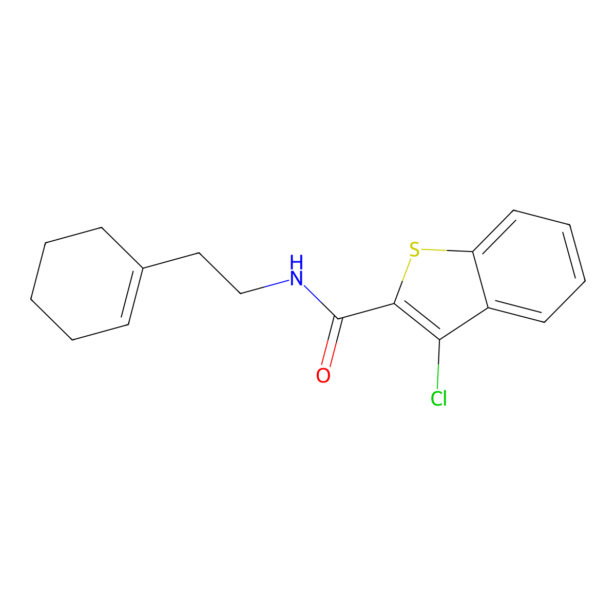 3-chloro-N-[2-(1-cyclohexen-1-yl)ethyl]-1-benzothiophene-2-carboxamide molecular structure, CAS 315675-33-3