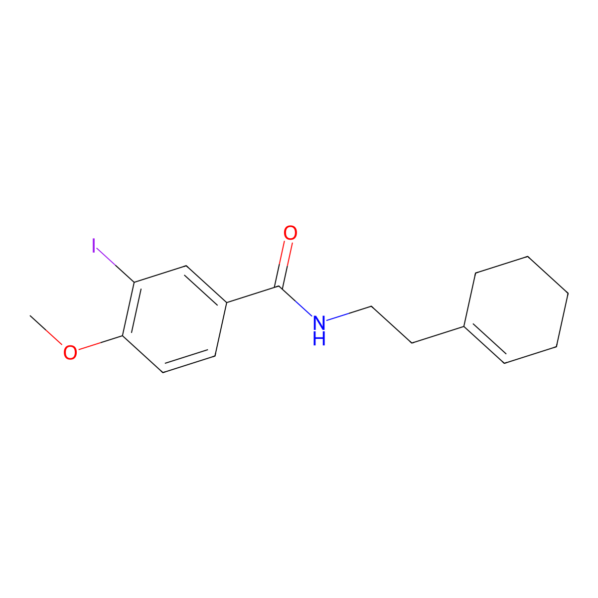 N-[2-(1-cyclohexen-1-yl)ethyl]-3-iodo-4-methoxybenzamide molecular structure, CAS 315675-64-0