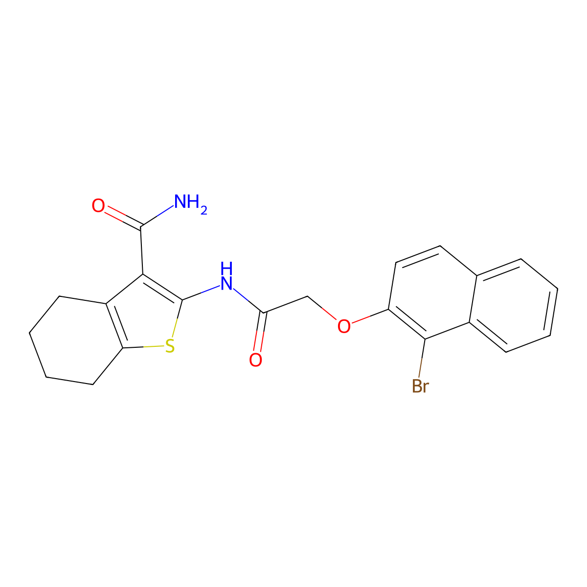 2-({[(1-Bromo-2-naphthyl)oxy]acetyl}amino)-4,5,6,7-tetrahydro-1-benzothiophene-3-carboxamide molecular structure, CAS 315675-77-5