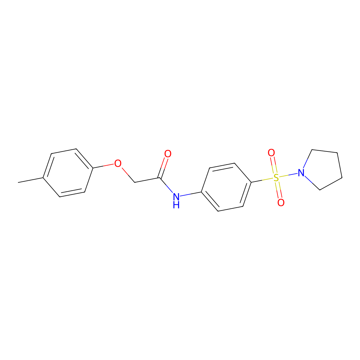 2-(4-methylphenoxy)-N-(4-pyrrolidin-1-ylsulfonylphenyl)acetamide molecular structure, CAS 315675-83-3
