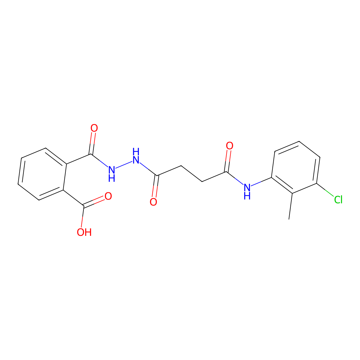 2-[[[4-(3-Chloro-2-methylanilino)-4-oxobutanoyl]amino]carbamoyl]benzoic acid molecular structure, CAS 315675-95-7