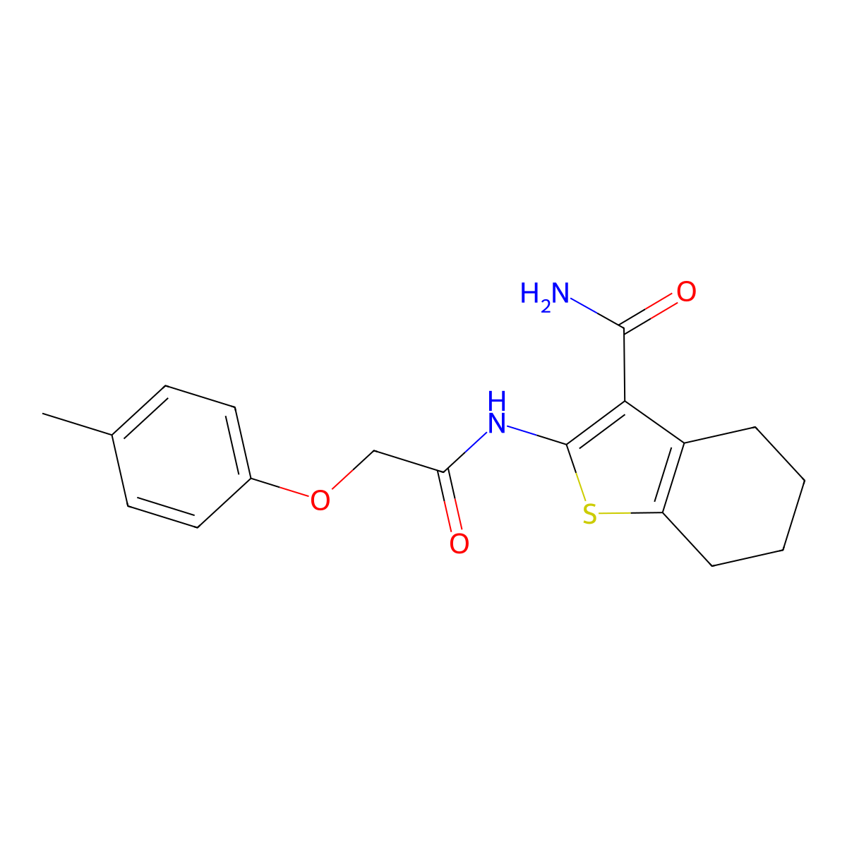 2-{[(4-Methylphenoxy)acetyl]amino}-4,5,6,7-tetrahydro-1-benzothiophene-3-carboxamide molecular structure, CAS 315675-97-9