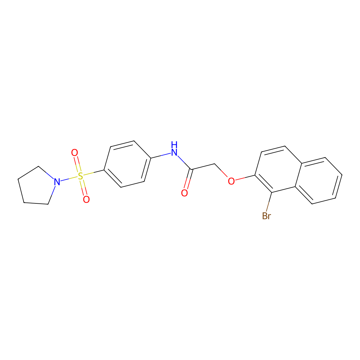 2-[(1-bromo-2-naphthyl)oxy]-N-[4-(1-pyrrolidinylsulfonyl)phenyl]acetamide molecular structure, CAS 315676-12-1