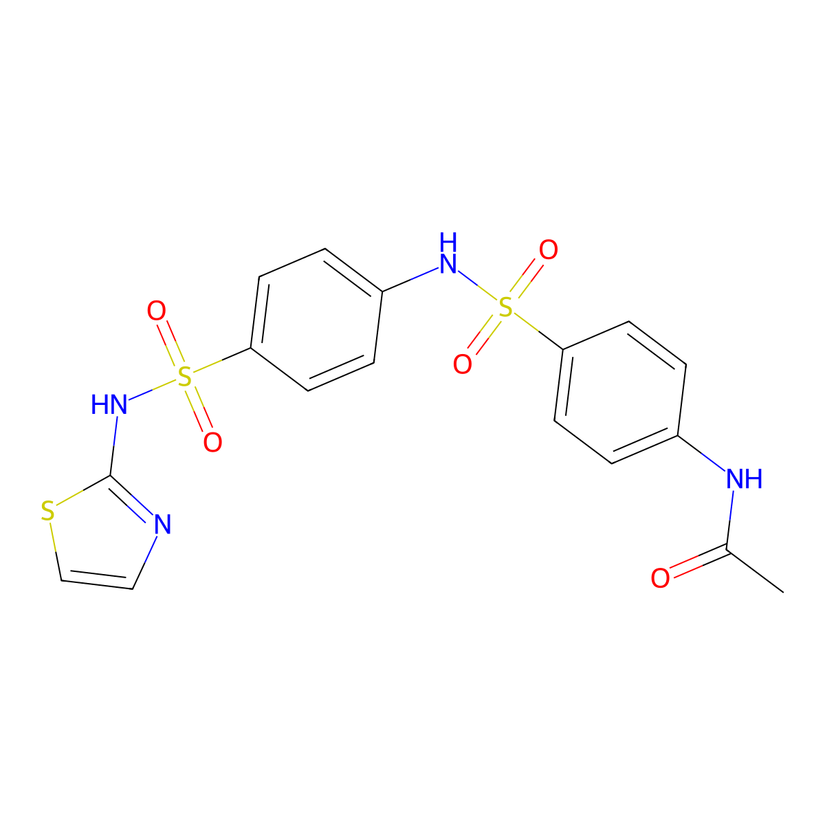 N-{4-[4-(Thiazol-2-ylsulfamoyl)-phenylsulfamoyl]-phenyl}-acetamide molecular structure, CAS 315676-13-2