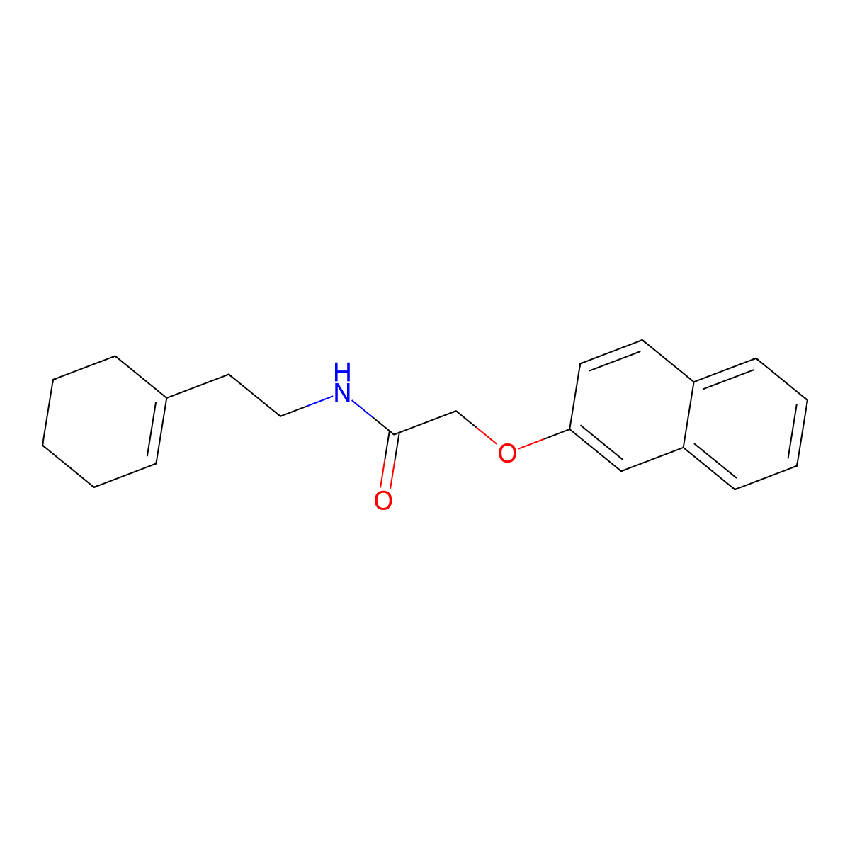N-[2-(cyclohexen-1-yl)ethyl]-2-naphthalen-2-yloxyacetamide molecular structure, CAS 315676-25-6