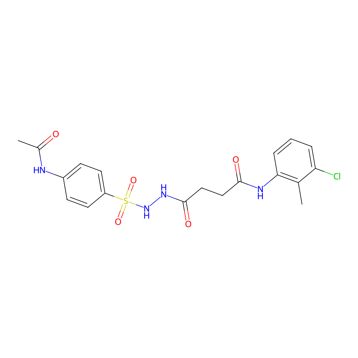 4-(2-{[4-(acetylamino)phenyl]sulfonyl}hydrazino)-N-(3-chloro-2-methylphenyl)-4-oxobutanamide molecular structure, CAS 315676-30-3