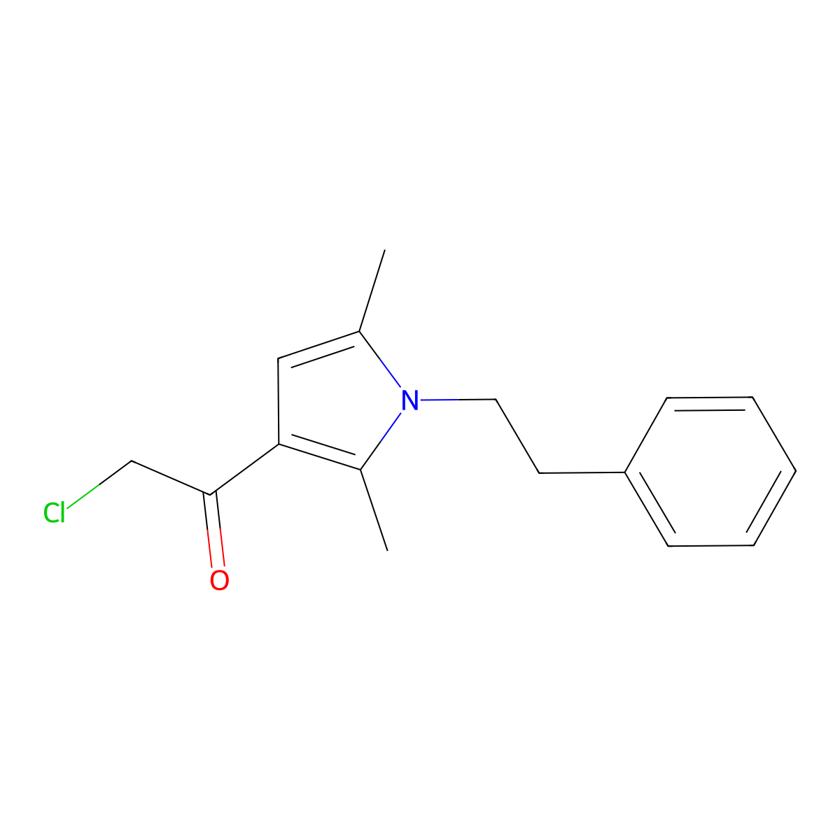 2-chloro-1-[2,5-dimethyl-1-(2-phenylethyl)-1H-pyrrol-3-yl]ethan-1-one molecular structure, CAS 315676-31-4
